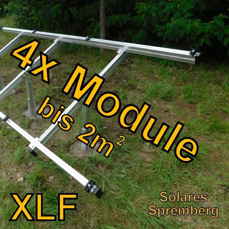 Komplettlösung Freilandanlage XLF/4//20-45 Grad für weichen Untergrund für 4x Module vertikal / hochkant verlegt